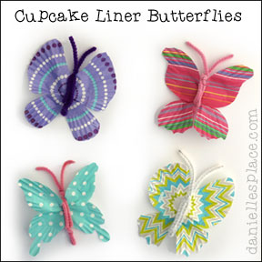 Butterfly Craft - Cupcake Liner Butterflies from www.daniellesplace.com
