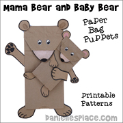Mama Bear and Baby Bear Paper Bag Puppets