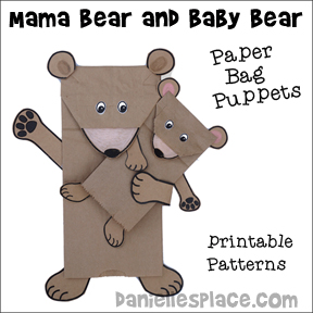 Mama Bear and Baby Bear Paper Bag Puppets from www.daniellesplace.com