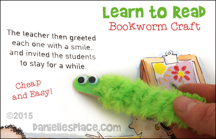 Learn to Read Bookworm Pointers Craft for Children from www.daniellesplace.com - Children will become 'bookworms' in no time with these adorable bookworm pointers. copyright 2015 - Digital by Design, Inc.