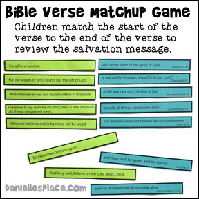 Salvation Bible Verse Printable  Matchup Game for Children's Ministry from www.daniellesplace.com
