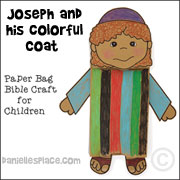 Joseph with Coat of Many Colors Paper Bag Puppet Bible Craft from www.daniellesplace.com - click on the image to go to the craft
