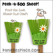 Peek-a-Boo Sheep Cup Craft for Children from www.daniellesplace.com