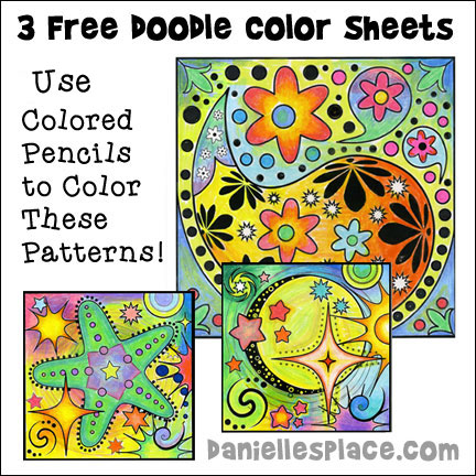 Three Free Doodling Coloring Sheets -