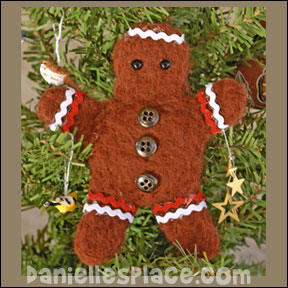 Felted Gingerbread Man Tree Ornament