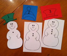 snowman counting matchup file folder game