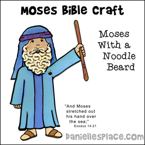 Moses raising his hand with a noodle beard Bible craft from www.daniellesplace.com
