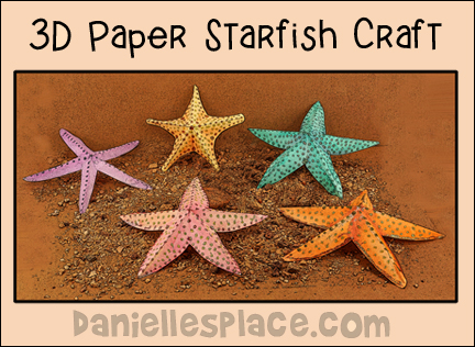 3D Paper Starfish Craft Decoration for Ocean-themed VBS and Parties from www.daniellesplace.com. Watch our "View it and Do it Craft! Video to see how it's done.