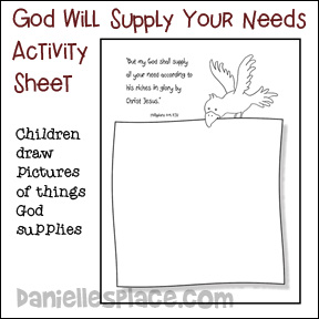 God Will Supply all Our Needs Activity Sheet from www.daniellesplace.com