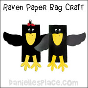 Paper Bag Raven Puppet Craft for Kids from www.daniellesplace.com