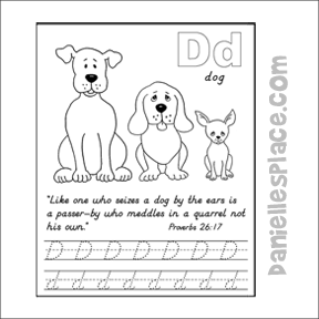 Letter "D" Dog Writing Activity Sheet