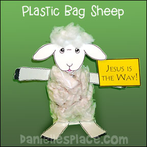 Plastic Bag Sheep Craft for Psalms 23:3 Bible Lesson