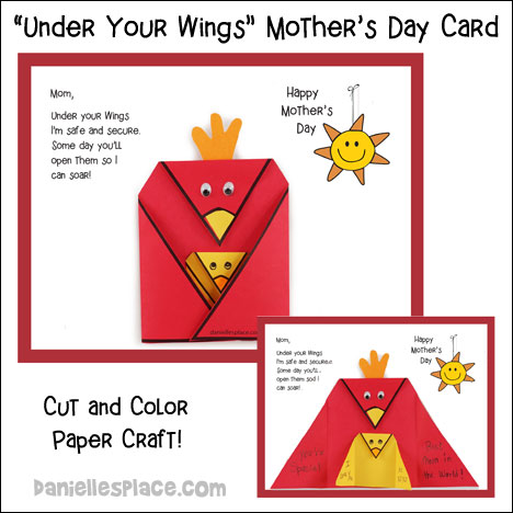 "Under Your Wings" Mother's Day Card Craft for Children from www.daniellesplace.com