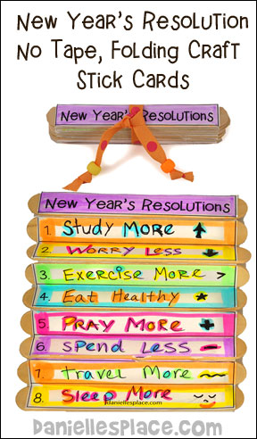 New Year's Resolutions, No Tape, Folding Craft Stick Banner Craft from www.daniellesplace.com ©2012