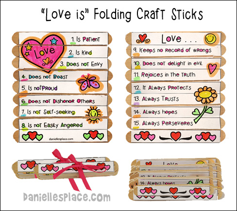 Love Is . . . Folding Craft Stick Craft from www.daniellesplace.com
