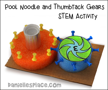 Pool Noodle and Thumbtack gears STEM Activity from www.daniellesplace.com