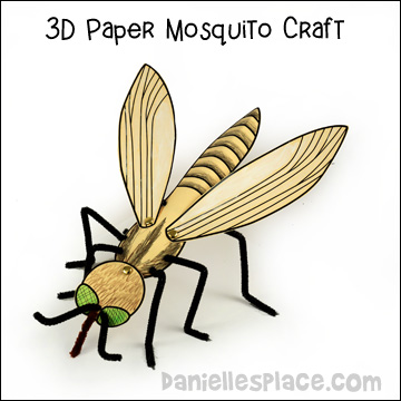 3D Paper Mosquito Craft from www.daniellesplace.com