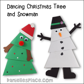 Dancing Snowman and Christmas Tree Paper Craft for Kids