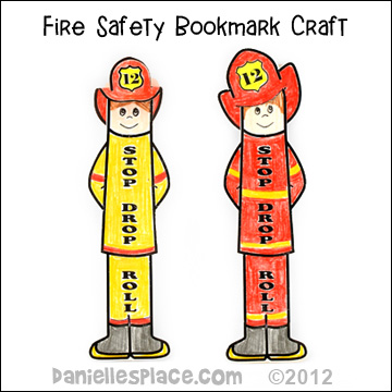 "Stop, Drop and Roll" Firemen, Fire Safety Bookmarks Children