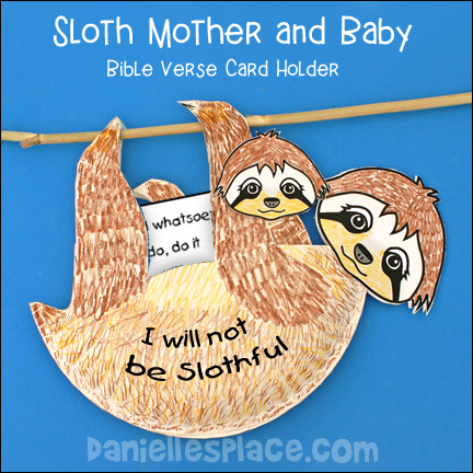 Sloth Mother and Baby Bible Verse Card Holder Craft for Sunday School from www.daniellesplace.com