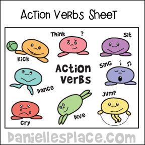 Action Verbs Coloring Activity Sheet