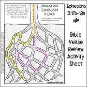 Roote and Established in Love! Bible Verse Activity Sheet