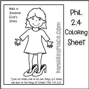 Walk in Someone Else's Shoes Bible Verse Coloring Sheet - Girl Picture