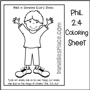Walk in Someone Else's Shoes Bible Verse Coloring Sheet