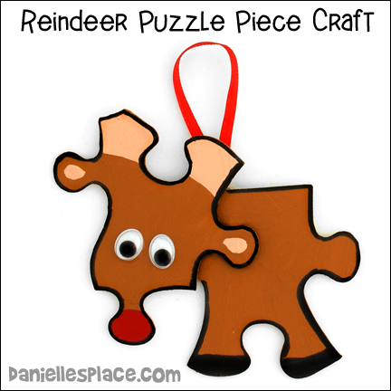 Reindeer Puzzle Piece Christmas Ornament Kids Can Make