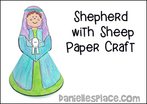 Shepherd with Sheep Paper Craft