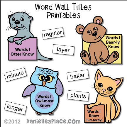 Word Wall Titles Printables