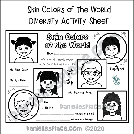 Skin Colors of the World Diversity Activity Sheet