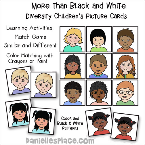 More Than Black And White Diversity Children's Picture Cards Learning Activities from www.daniellesplace.com