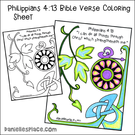 Philippians 4:13 Bible Verse Coloring Sheet for Children's Ministry