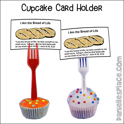 Bread of Life Cup Cake Holder Craft made with a cupcake wrapper and plastic fork