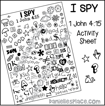 I Spy 1 John 4:15 Bible Verse Review Sheet