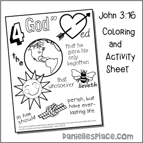 John 3:16 Rebus Bible Verse Coloring and Activity Sheet