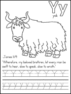 Yak letter Y work sheet