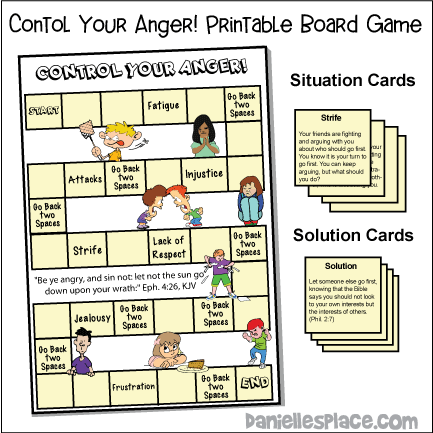 Control Your Anger Printable Bible Board Game for Children's Ministry