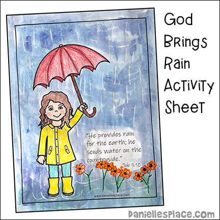 "He Provides Rain for the Earth" Spring Bible Activity Sheet for Children