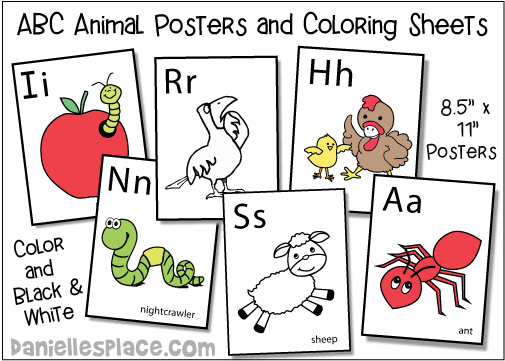 ABC Animal Poster and Coloring Sheets