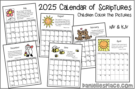 2025 Calendar of Bible Scriptures - KJV and NIV for Children's Ministry