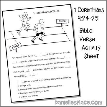 1 Corinthians 9:24-25 Bible Verse Activity Sheet