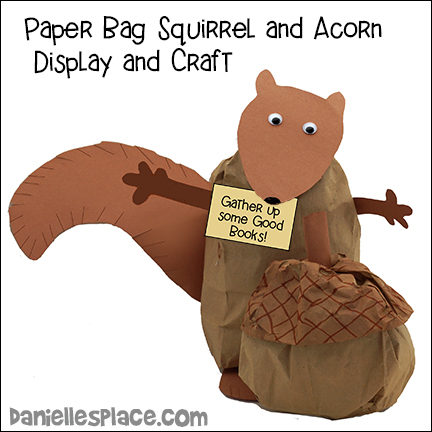 Squirrel and Acorn Paper Bag Craft and Fall Display