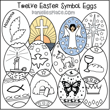 Easter Symbol Eggs for coloring and decorating for Easter