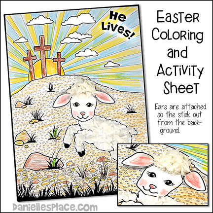 Easter Crosses and Lamb Coloring and Activity Sheet Craft for Children's Ministry