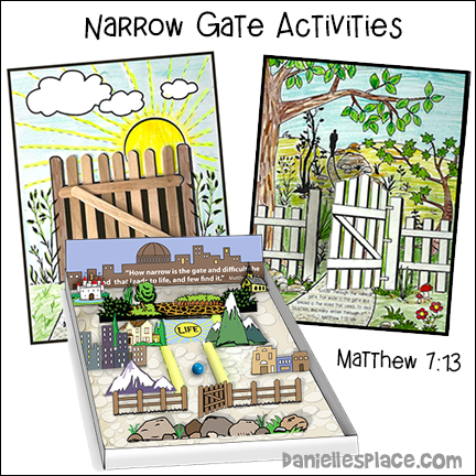 Matthew 7:13 - Narrow Gate Game and Activity Sheets for Children's Ministry