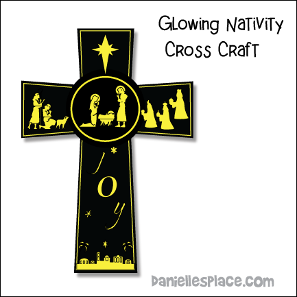Glowing Christms Cross Craft paper Craft for Children's Ministry from Daniellesplace.com