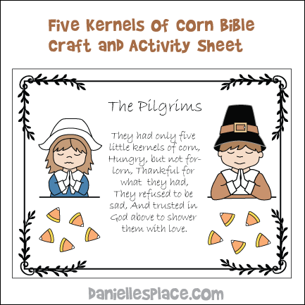 Five Kernels of Corn bible Craft and Activity Sheet