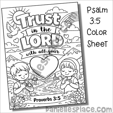 Psalm 3:5 - Trust in the Lord Coloring Sheet for Children's Ministry